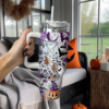 Retro Halloween Pumpkin Tumbler 40oz, Mystic Hippie Tumbler, Cute Spooky Tumbler with Lid and Straw, Halloween Cup Aesthetic Gifts