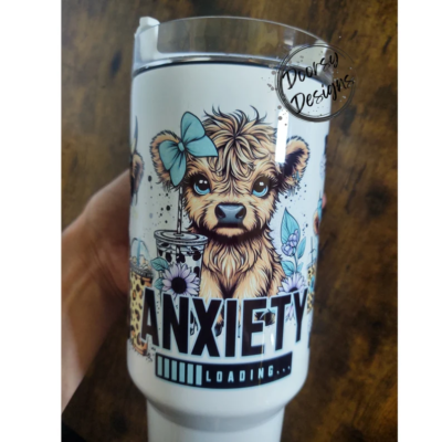 Bit of a Mess Just Doing my Best 40oz Tumbler, Sunflowers 40oz Tumbler with Highlanders Cows, Anxiety Loading 40oz Sublimation Tumbler