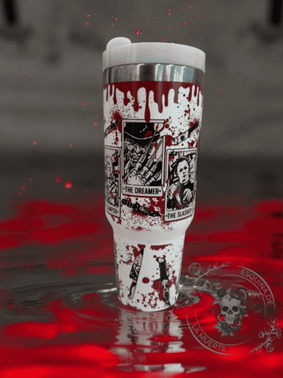 Glow in the dark Horror Movie Tumbler Halloween 40oz, Evil Characters, Horror Film, Ghost, Stainless Steel, Screams, Jason, Michael