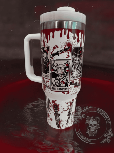 Glow in the dark Horror Movie Tumbler Halloween 40oz, Evil Characters, Horror Film, Ghost, Stainless Steel, Screams, Jason, Michael