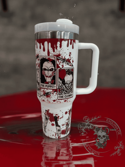 Glow in the dark Horror Movie Tumbler Halloween 40oz, Evil Characters, Horror Film, Ghost, Stainless Steel, Screams, Jason, Michael