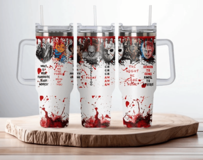 Horror Movie Tumbler Halloween 40oz, Evil Characters, Horror Film, Ghost, Stainless Steel, Screams, Jason, Michael