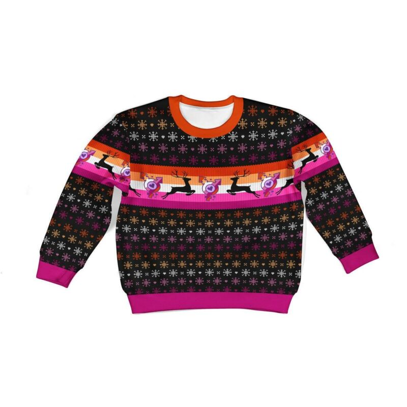 Lesbian Flag Kid Christmas Sweater