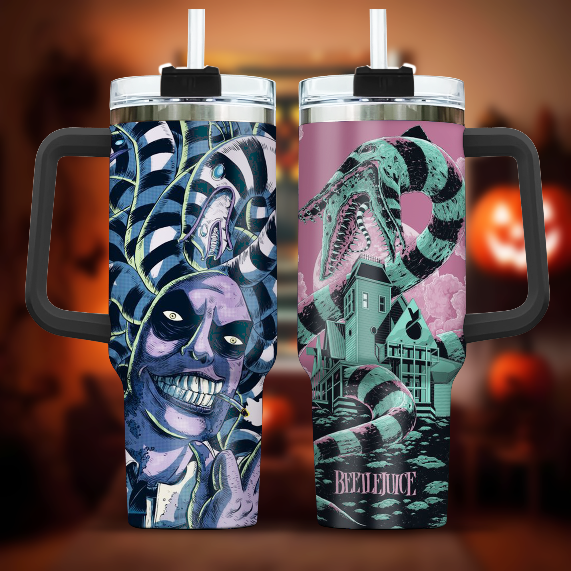 Beetlejuice Halloween juice Movie Tumbler 40oz, Halloween Snake Tumbler, Tumbler, Cup, Mug, Horror Movie 40oz Tumbler, Halloween Tumbler Gift, Horror Tumbler