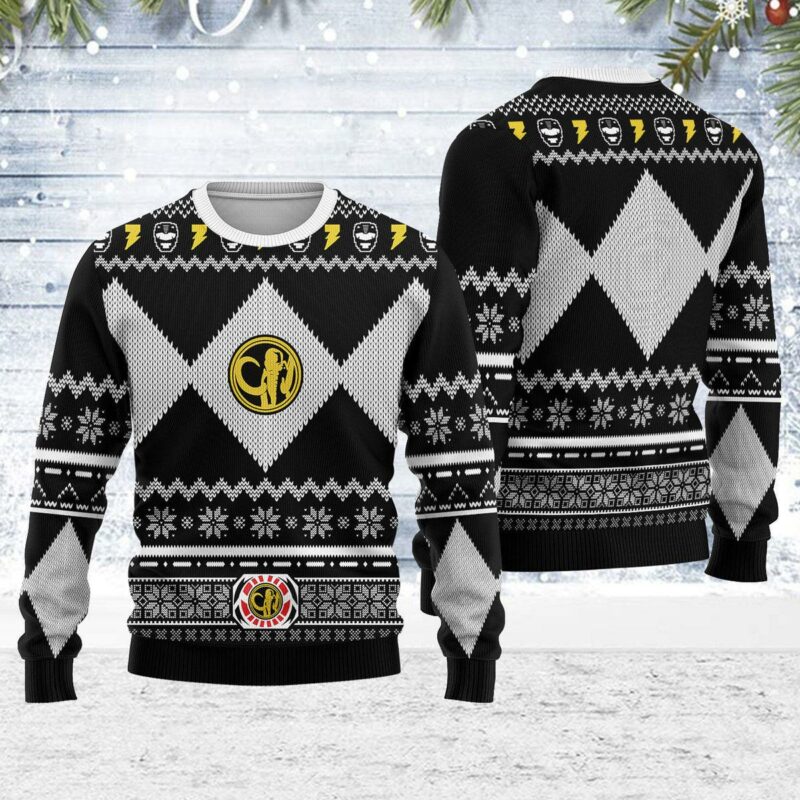 Merry Christmas Unisex Christmas Sweater Black Power Ranger 3D Apparel