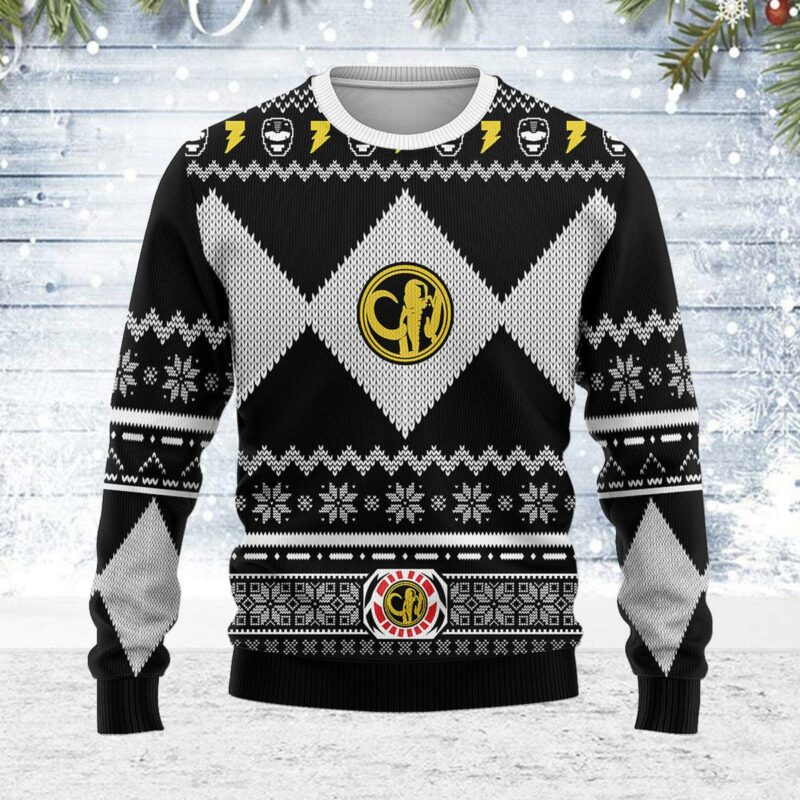 Merry Christmas Unisex Christmas Sweater Black Power Ranger 3D Apparel