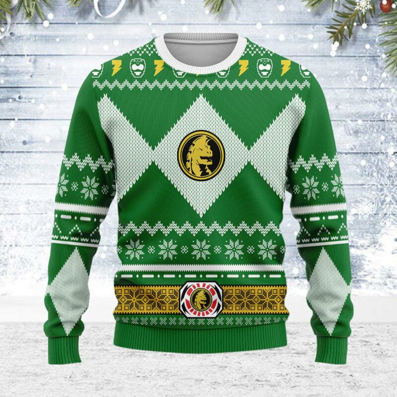 Merry Christmas Unisex Christmas Sweater Green Power Ranger 3D Apparel