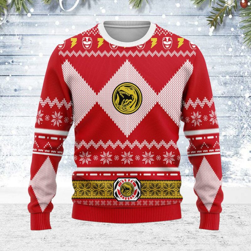 Merry Christmas Unisex Christmas Sweater Red Power Ranger 3D Apparel