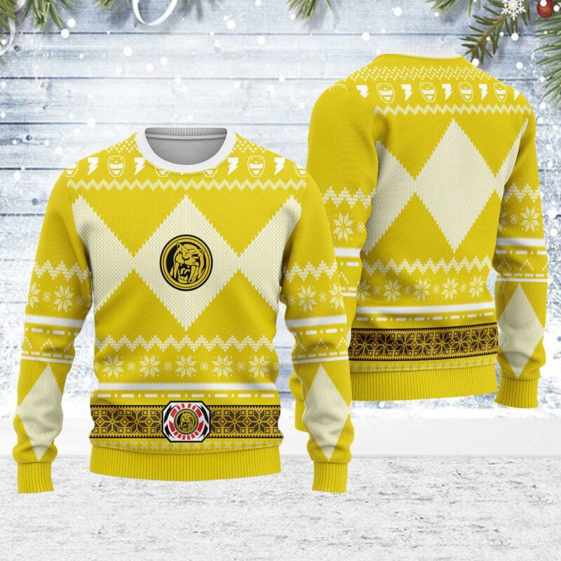 Merry Christmas Unisex Christmas Sweater Yellow Power Ranger 3D Apparel