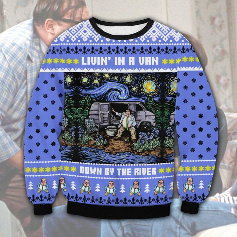 Saturday Night Live Matt Foley Livin' in A Van Down By The River Ugly Christmas Sweater