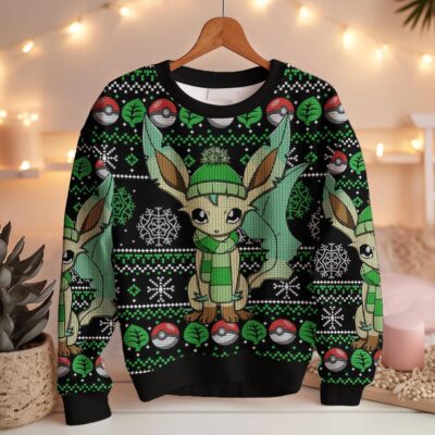 Leafeon Pokemon Christmas Ugly Sweater