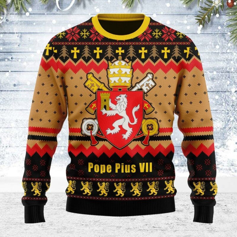 Pope Pius VIII Coat of Arms Ugly Christmas Sweater