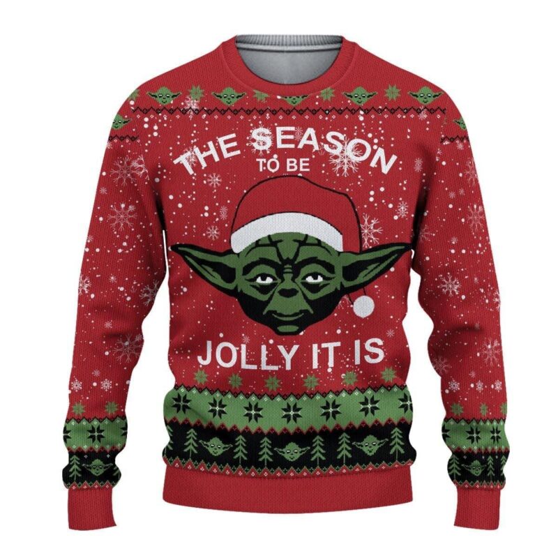 Tis The Season To Be Jolly Yodas Ugly Knitted Christmas Sweatshirt, Xmas Sweater, Christmas Sweater