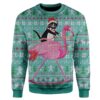 Ugly Christmas Cat And Flamingo Custom Sweater Apparel