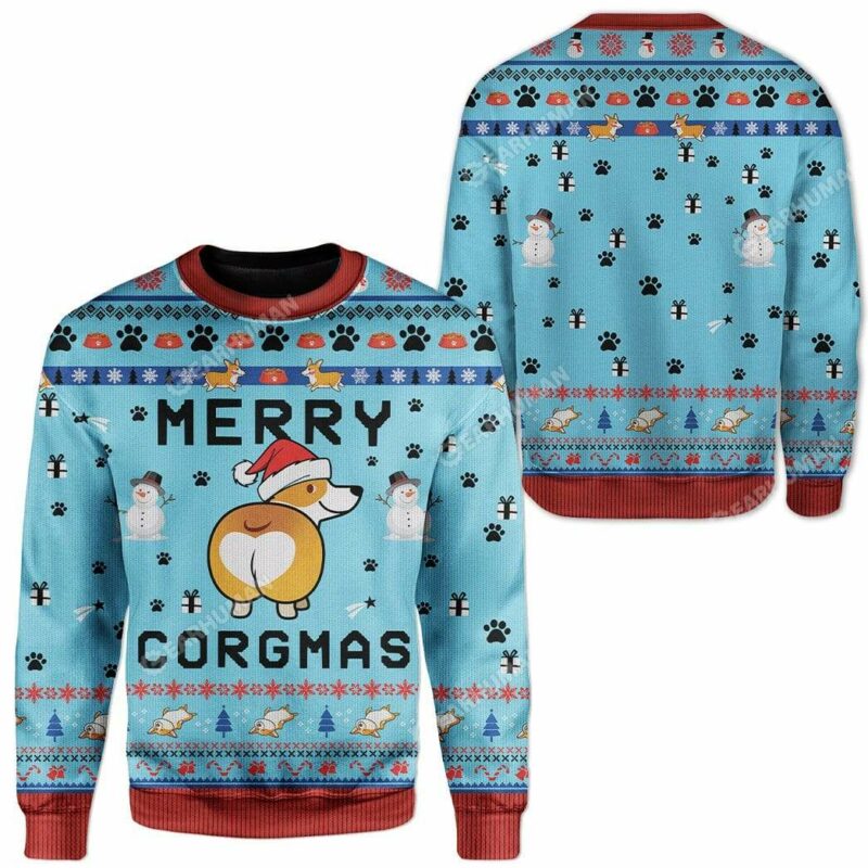 Ugly Christmas Corgi Custom Sweater Apparel