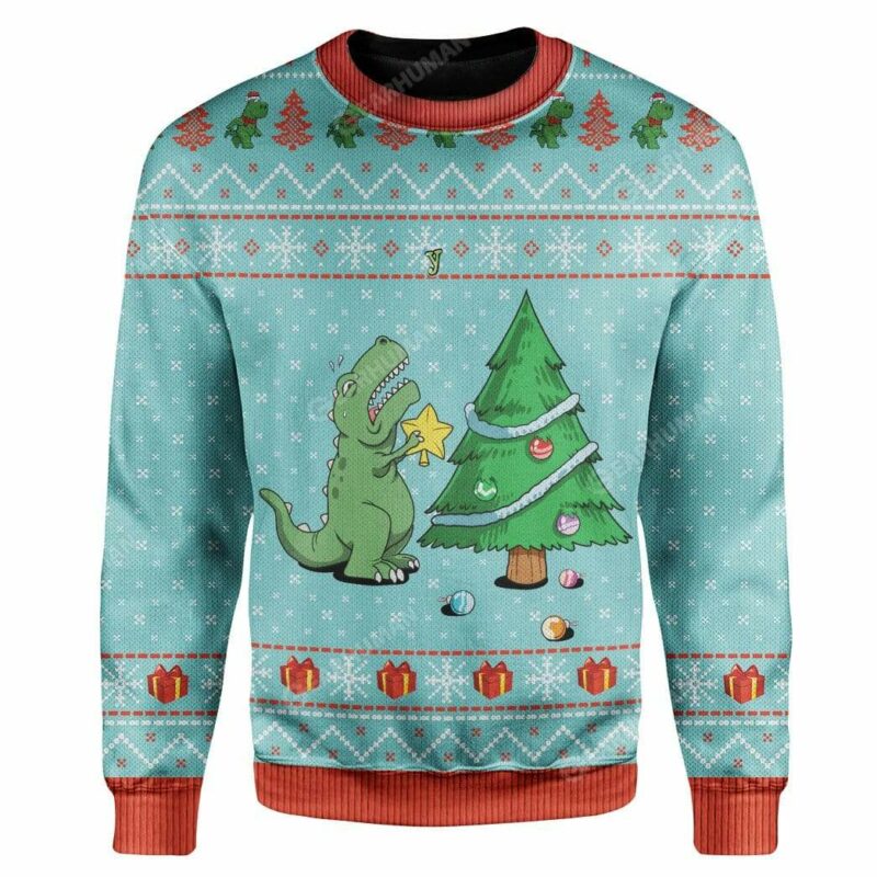 Ugly Christmas Dinosaur Sweater Apparel