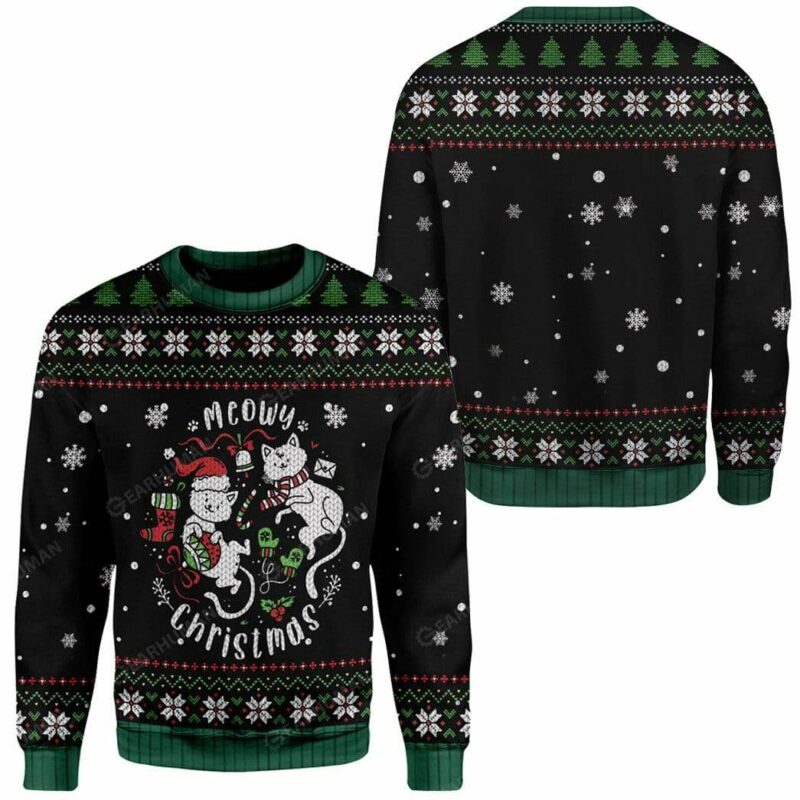 Ugly Christmas Meowy Christmas Custom Sweater Apparel