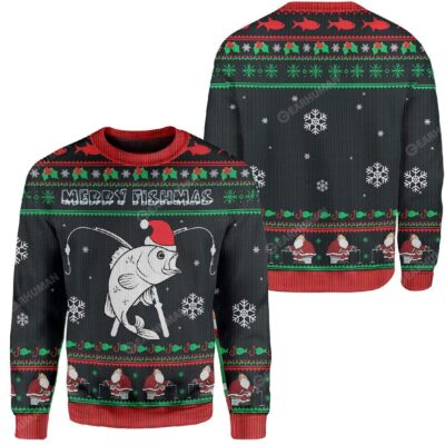 Ugly Christmas Merry Fishmas Custom Sweater Apparel