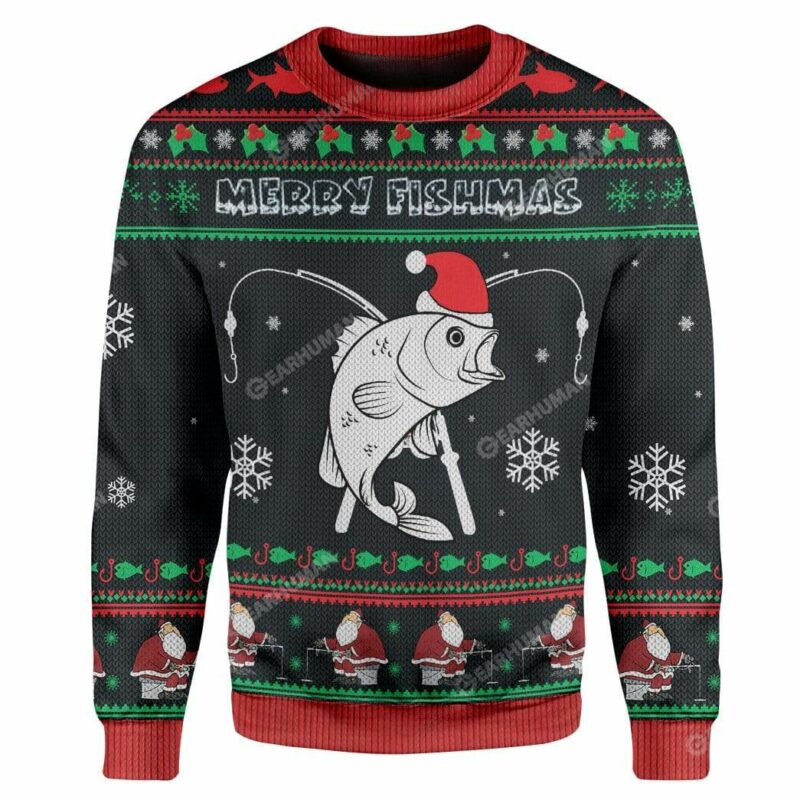 Ugly Christmas Merry Fishmas Custom Sweater Apparel