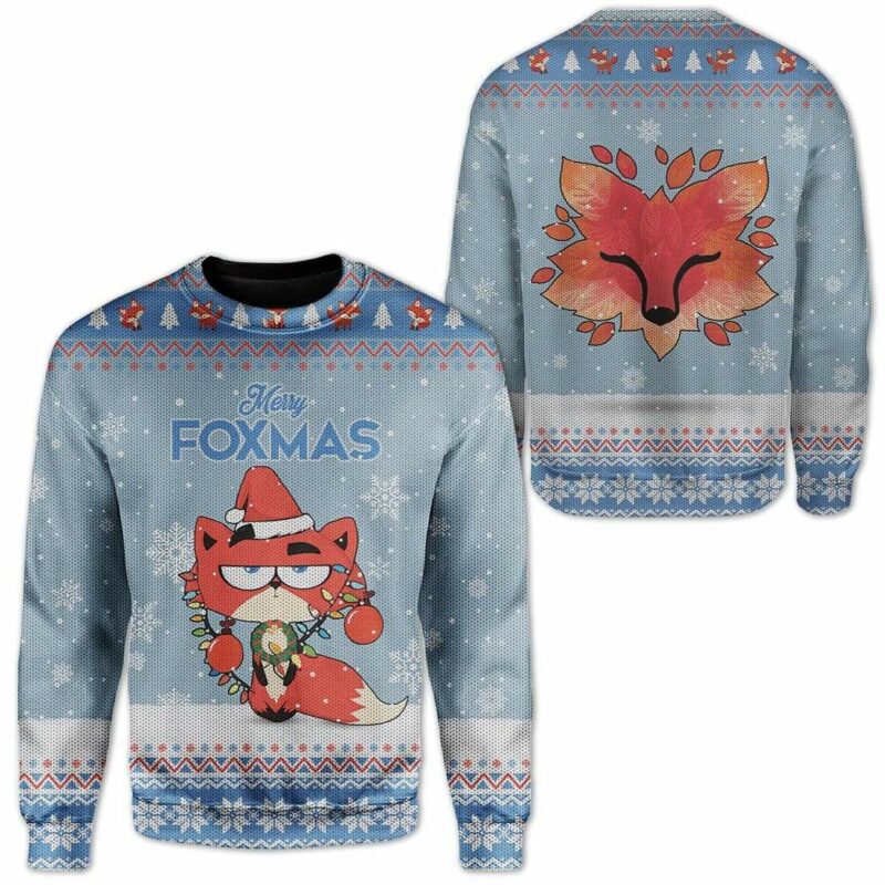 Ugly Christmas Merry Foxmas Sweater Apparel