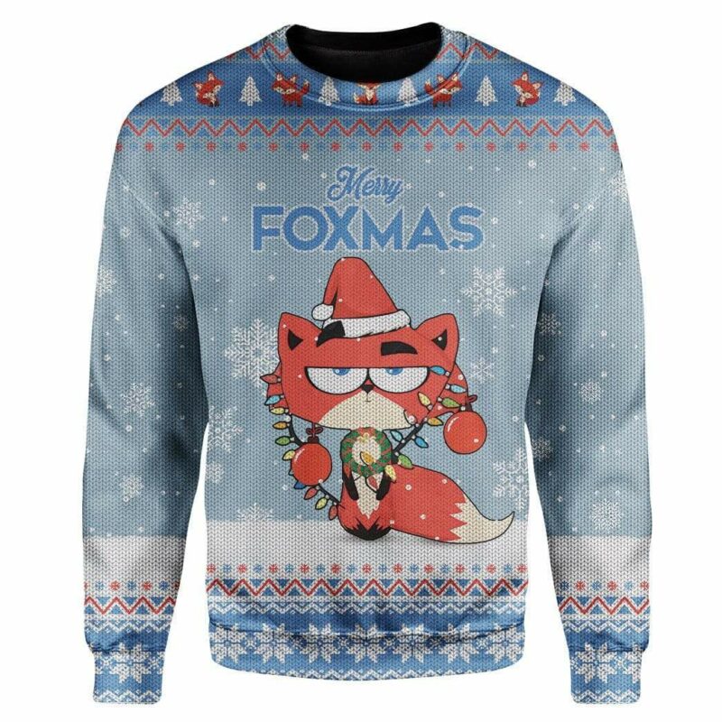 Ugly Christmas Merry Foxmas Sweater Apparel