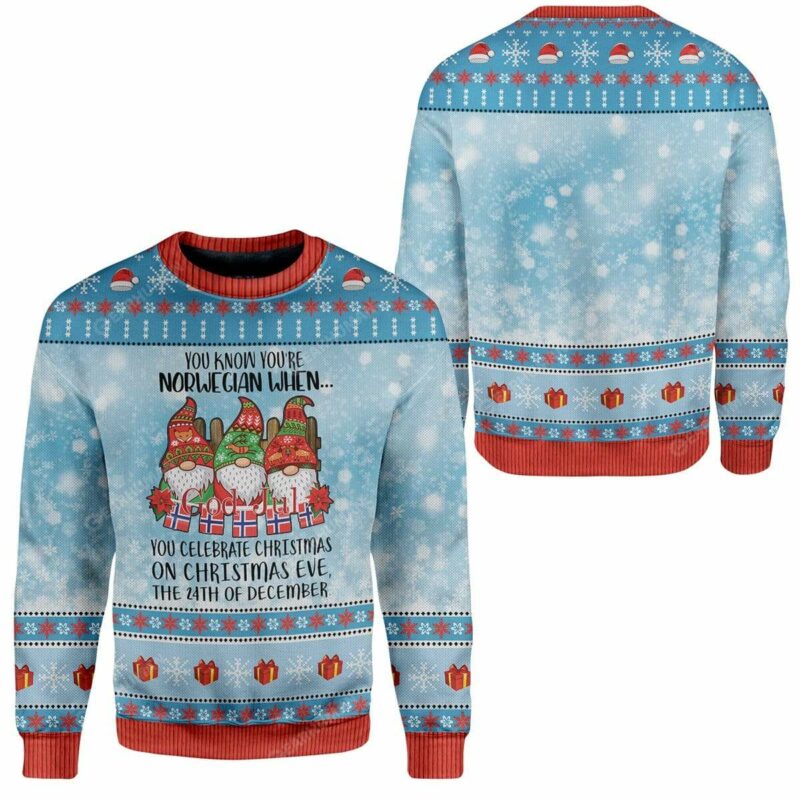 Ugly Christmas Norwegian Christmas 24th Custom Sweater Apparel