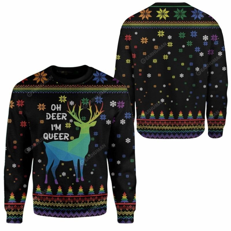 Ugly Christmas Oh Deer I'm Queer Custom Sweater Apparel