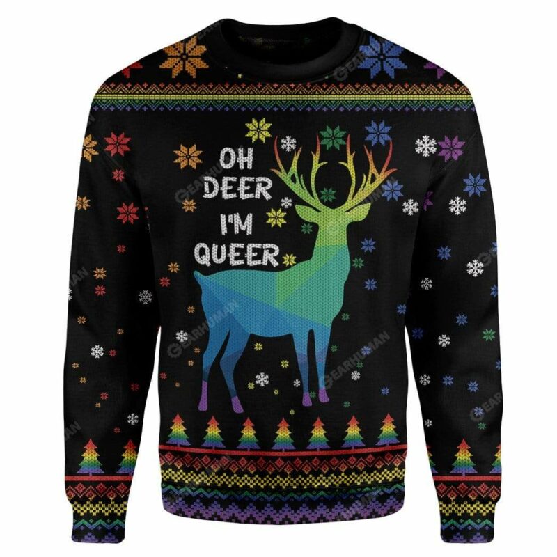 Ugly Christmas Oh Deer I'm Queer Custom Sweater Apparel