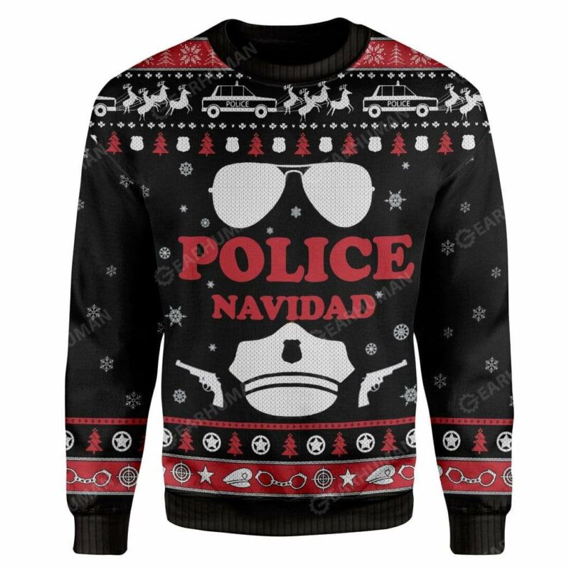 Ugly Christmas Police Navidad Custom Sweater Apparel