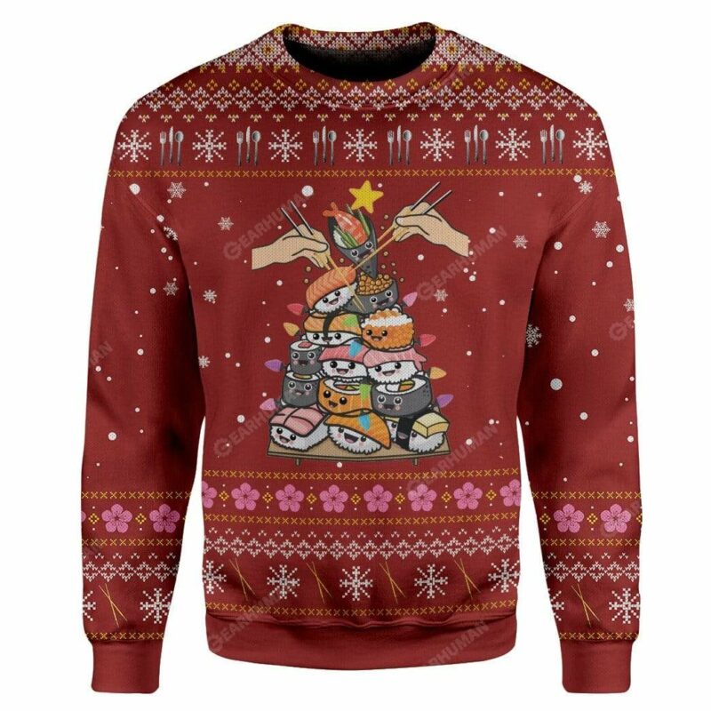 Ugly Christmas Sushi Custom Sweater Apparel