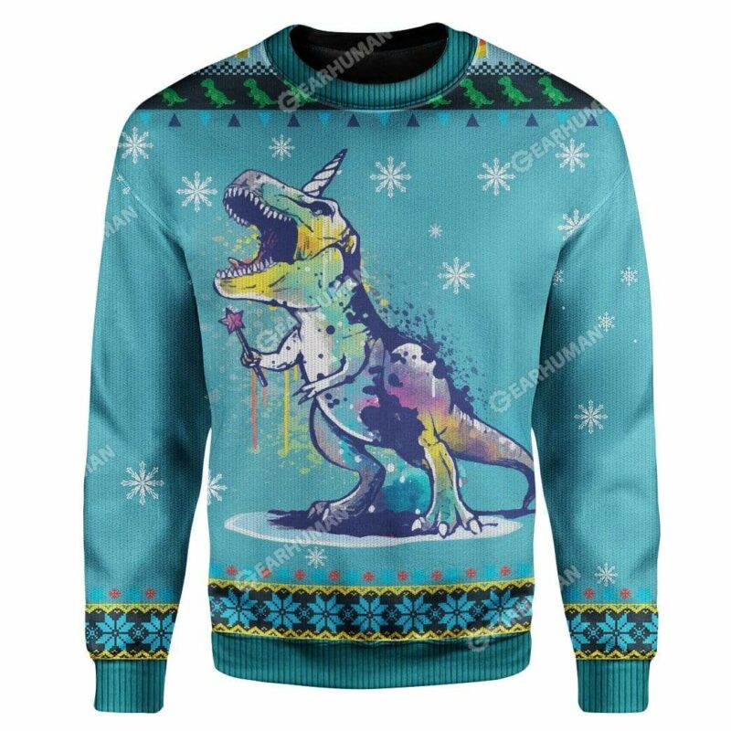 Ugly Christmas TUnicorn Rex Sweater Apparel