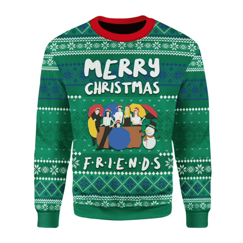 Friends Merry Christmas Green Ugly Sweatshirt