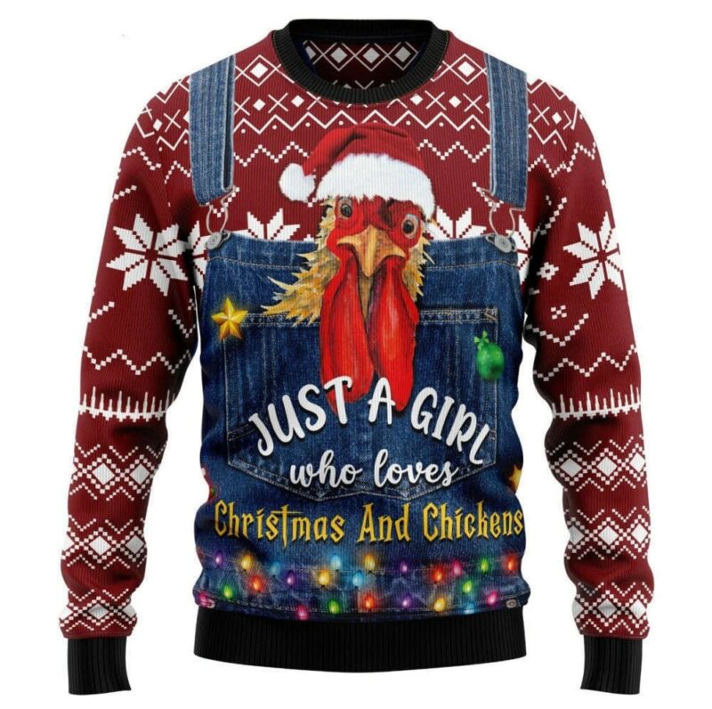 Just a Girl Who Loves Chickens Ugly Christmas Sweater