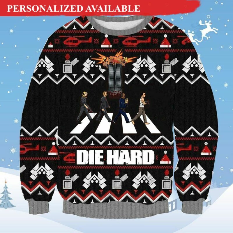 3D Die Hard Four Men Walk Xmas Ugly Sweater - Ugly Christmas Sweater- Jumper