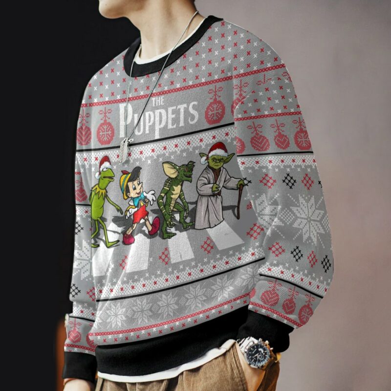 The Puppets, Kermit, Yoda, Pinocchio, and Gremlins Christmas Ugly Sweater