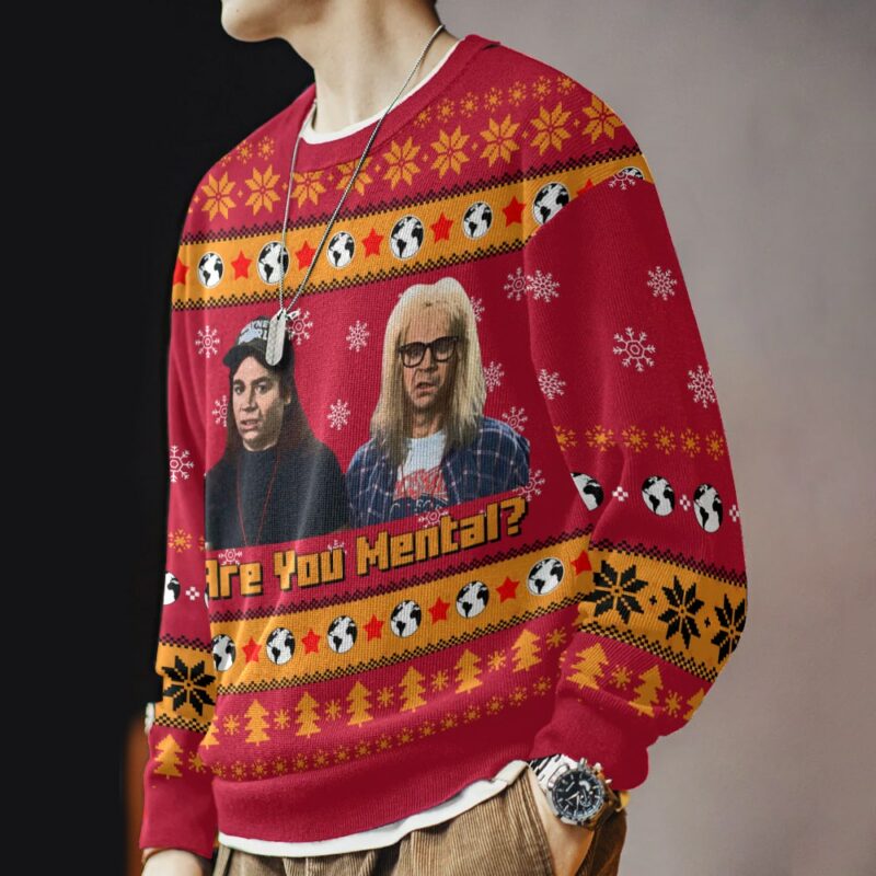 Saturday Night Live-Wayne's World "Are you Mental" Christmas Ugly Sweater