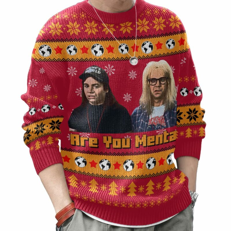 Saturday Night Live-Wayne's World "Are you Mental" Christmas Ugly Sweater