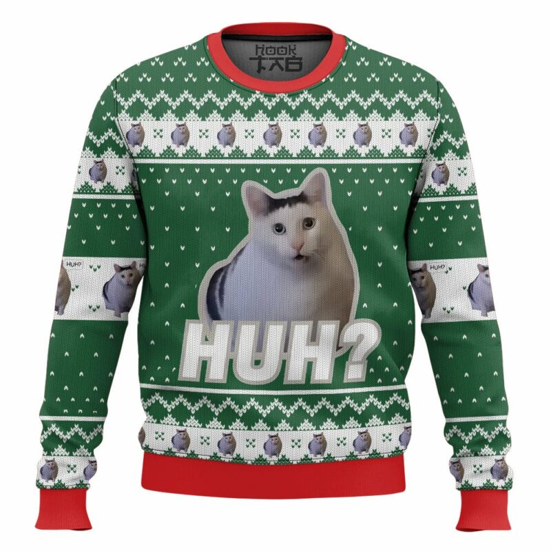 Huh? Cat meme Christmas Ugly Sweater