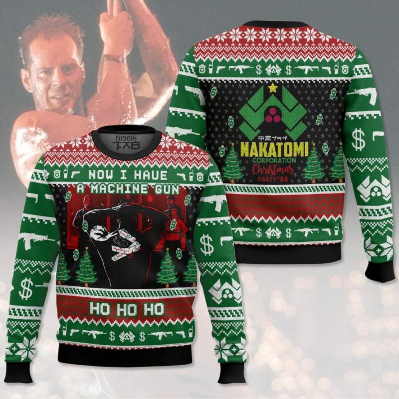 Die Hard, McClane “Now I have a machine gun. Ho ho ho” Christmas Ugly Sweater