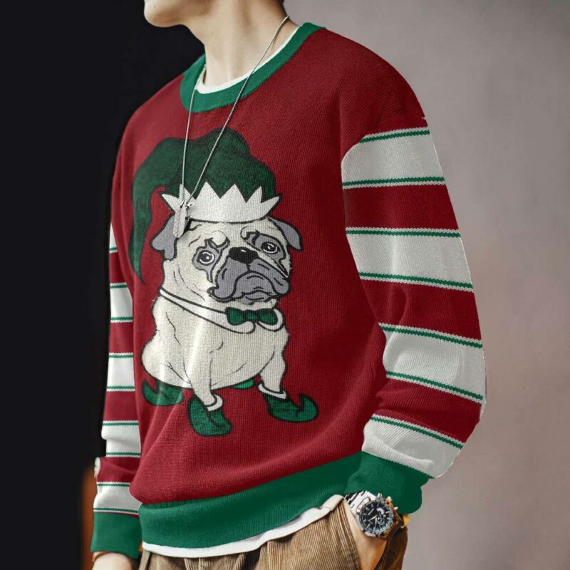 Pug Elf Christmas Ugly Sweater