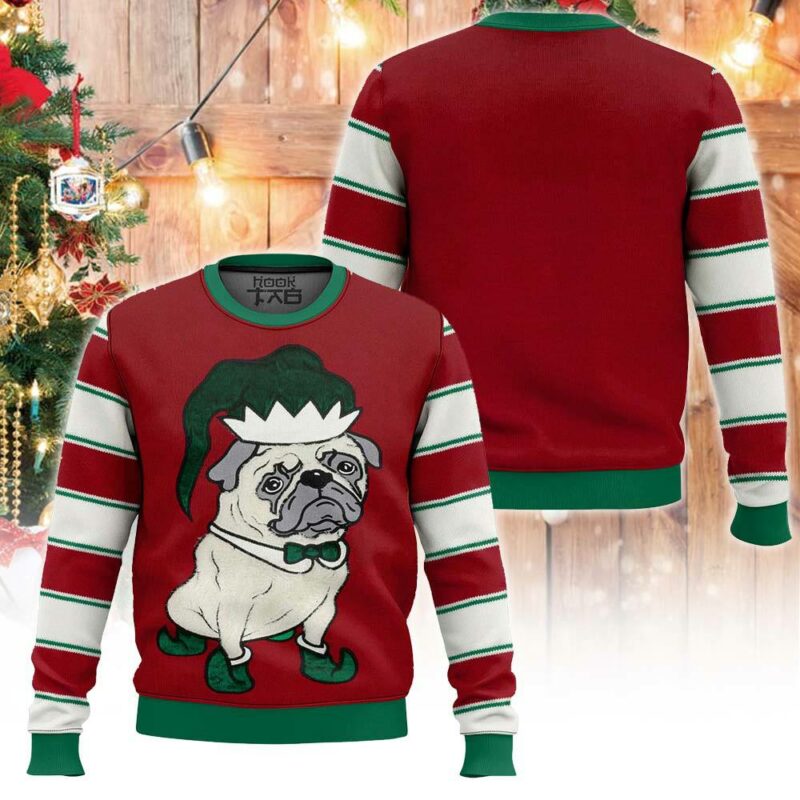 Pug Elf Christmas Ugly Sweater