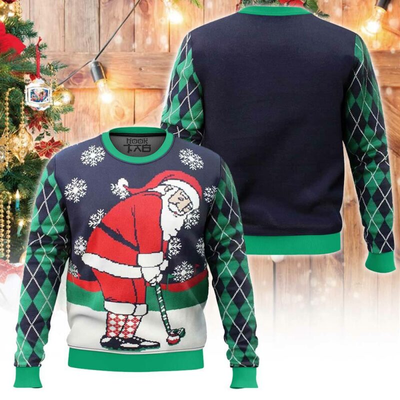 Golf Santa Claus Christmas Ugly Sweater