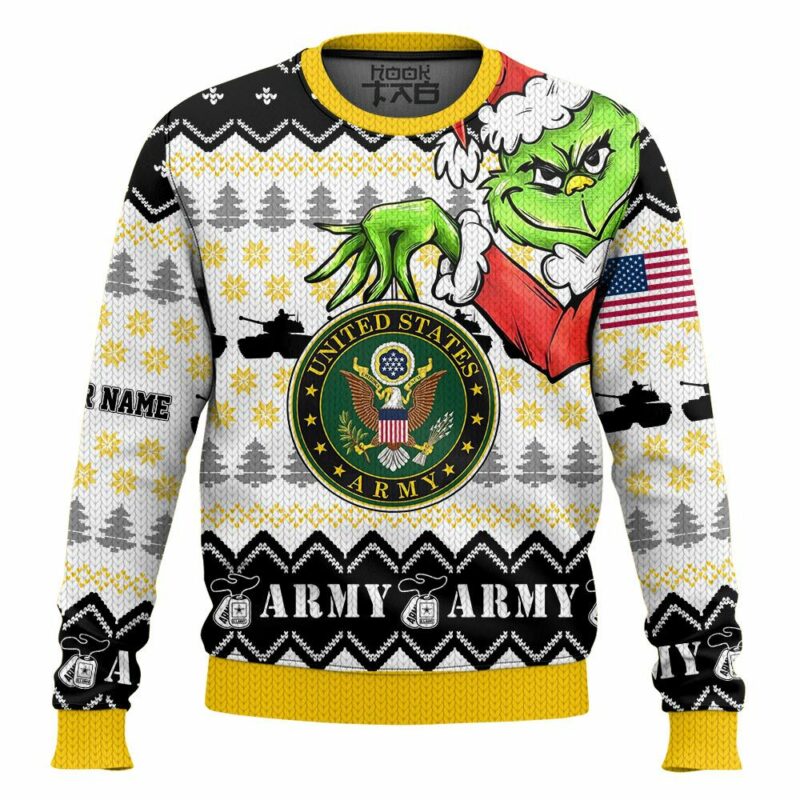 Custom Name Grinch x US Army Ugly Sweater V1