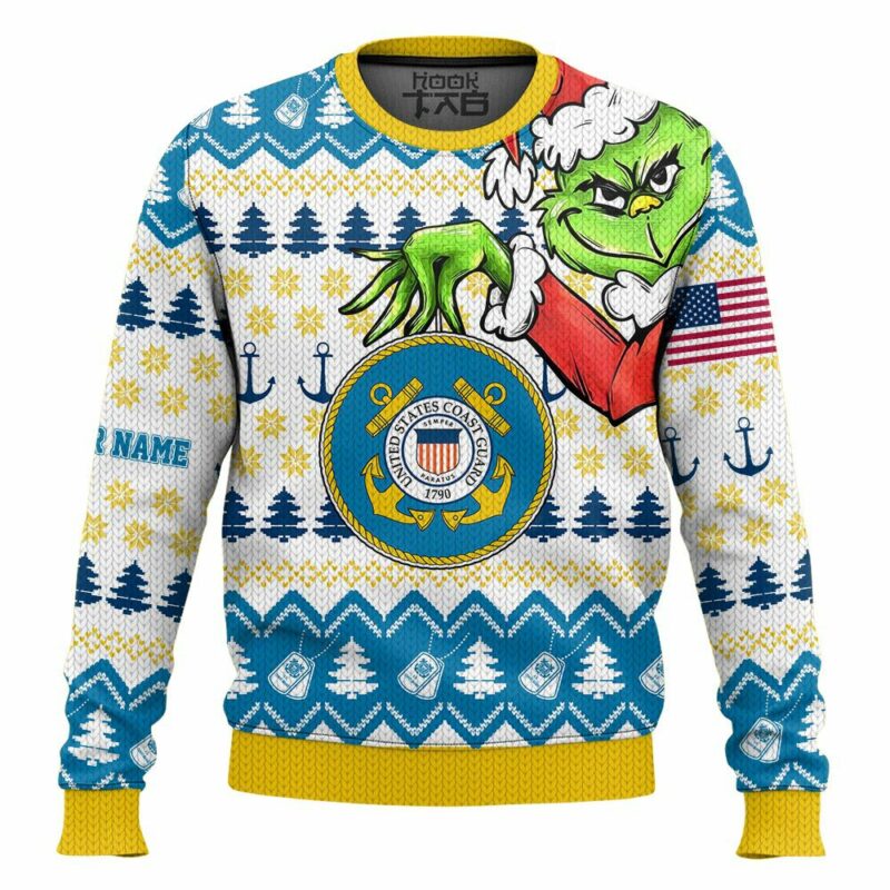 Custom Name Grinch x US Coast Guard Ugly Sweater V1