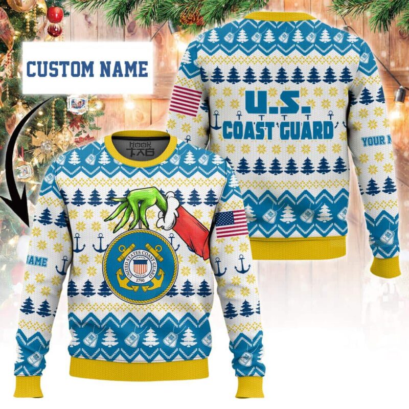 Custom Name Grinch x US Coast Guard Ugly Sweater V2