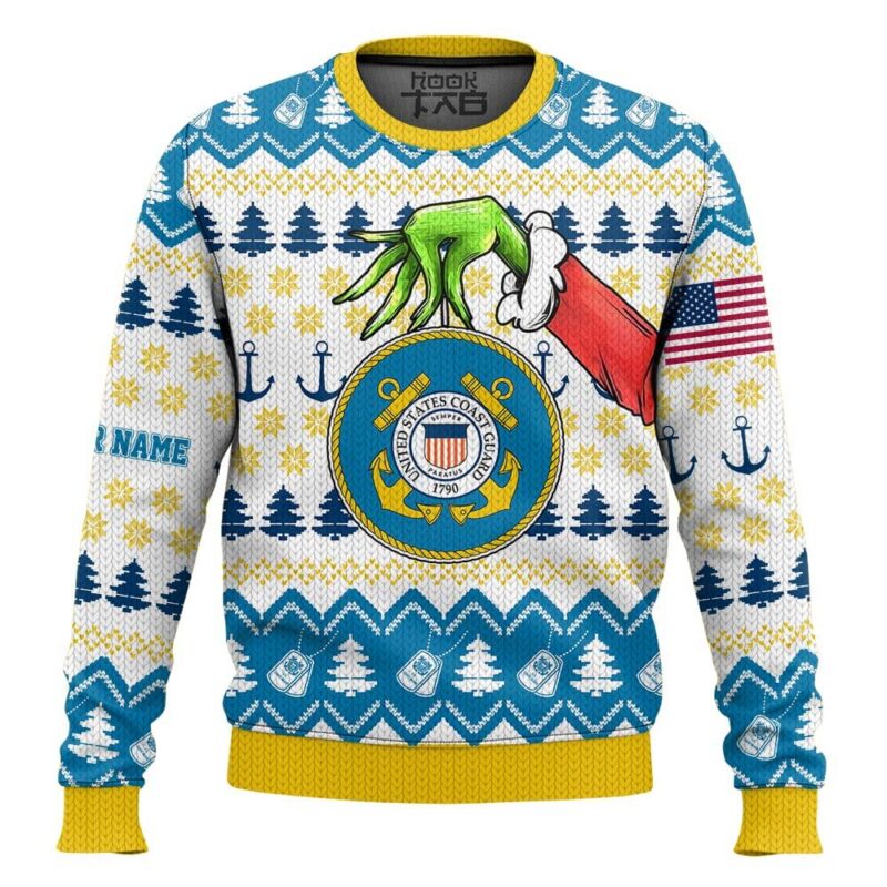 Custom Name Grinch x US Coast Guard Ugly Sweater V2