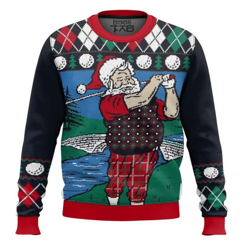 Golf Santa Claus Christmas Ugly Sweater