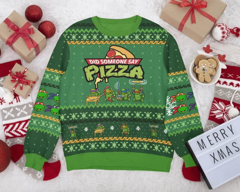 Did someone say Pizza, Teenage Mutant Ninja Turtles Ugly Christmas Sweater