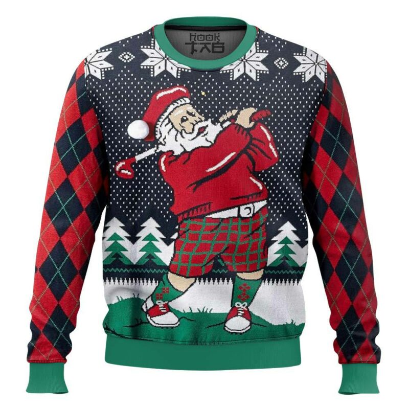 Golf Santa Claus Christmas Ugly Sweater