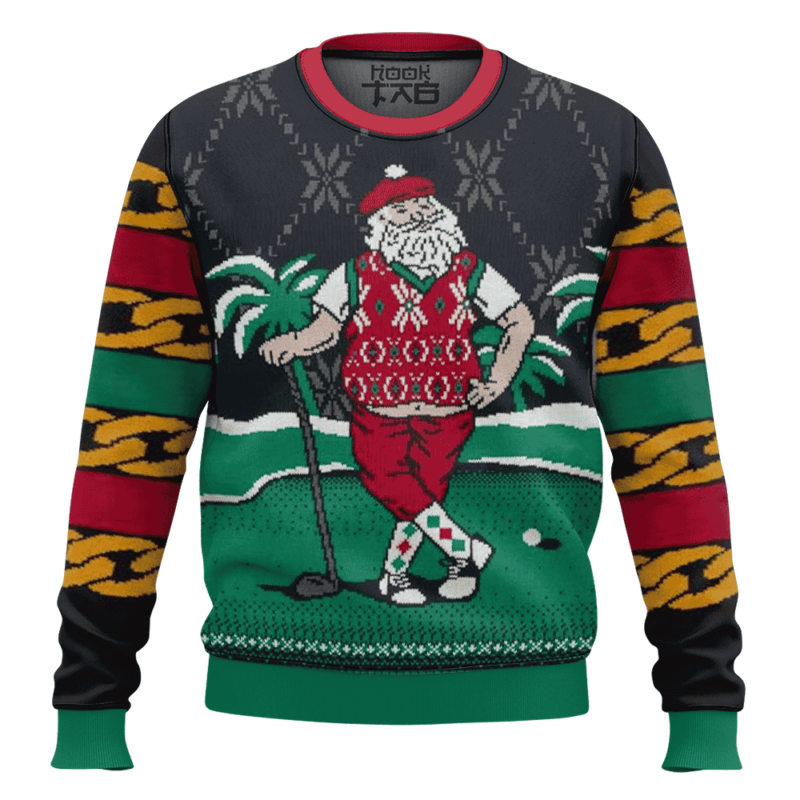 Golf Santa Christmas Ugly Sweater